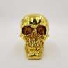 Spardose mit Schloss, Totenkopf, ca. 15 cm, sortiert, gelb gold