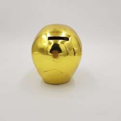 Spardose mit Schloss, Totenkopf, ca. 15 cm, sortiert, gelb gold