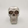 Spardose mit Schloss, Totenkopf, ca. 15 cm, sortiert, silber matt