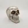 Spardose mit Schloss, Totenkopf, ca. 15 cm, sortiert, silber matt
