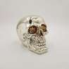Spardose mit Schloss, Totenkopf, ca. 15 cm, sortiert, silber glänzend