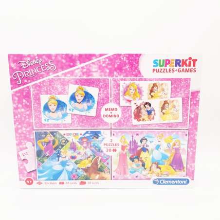 CLEMENTONI „Disney Princess“ Memo + Domino & 2 Puzzles Vorderseite