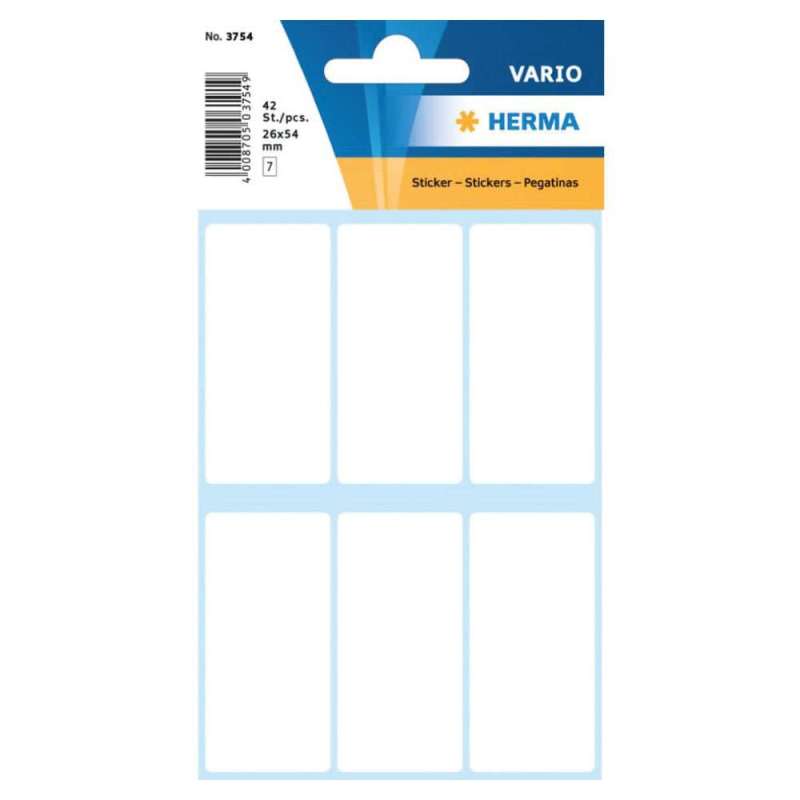 HERMA Etiketten permanent weiß 26x54mm, 42 Stück, weiß