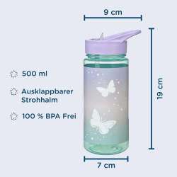SCOOLI Trinkflasche AERO - Butterfly Wishes Maßangaben