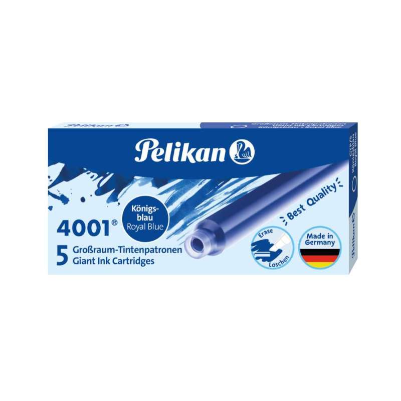 PELIKAN Großraum Füllerpatronen - GTP/5 Tinte 4001 - 5-Stück Königsblau
