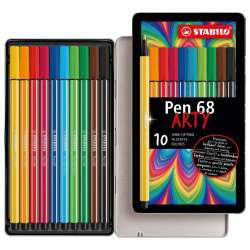 STABILO Premium-Filzstift Pen 68 brush ARTY 10er Set Metalletui
