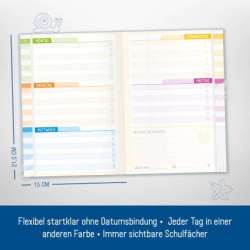 HÄFFT Aufgabenheft Farbenfroh SMART A5 Kids, undatiert & sortiert - Wochentage
