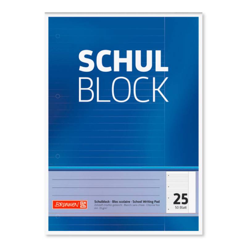 BRUNNEN Schulblock Rand gelocht A4 Lineatur 25 liniert