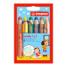 STABILO Buntstift, Wasserfarbe & Wachsmalkreide woody 3 in 1 6er Set